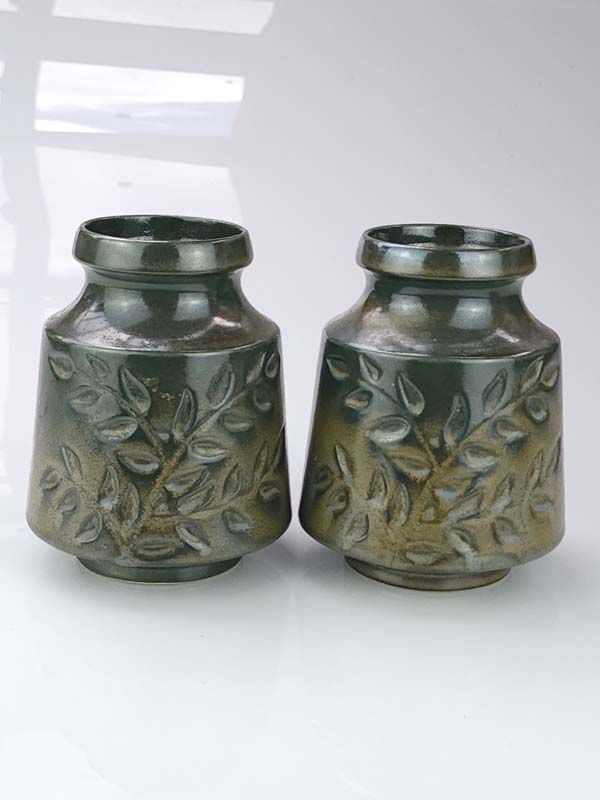 Crown Lynn: Crown Lynn - Spray Leaf Vases & trough