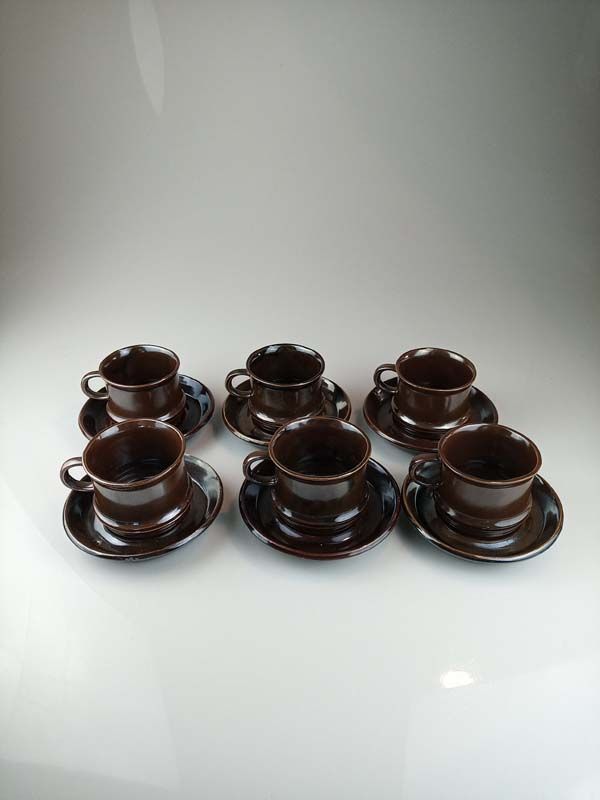 Vintage Crown Lynn Luke Adams six cup and saucers