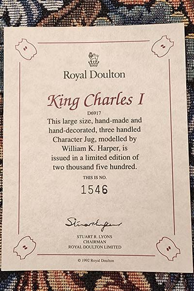 Royal Doulton: King Charles I  D6917 - Royal Doulton Character Jug
