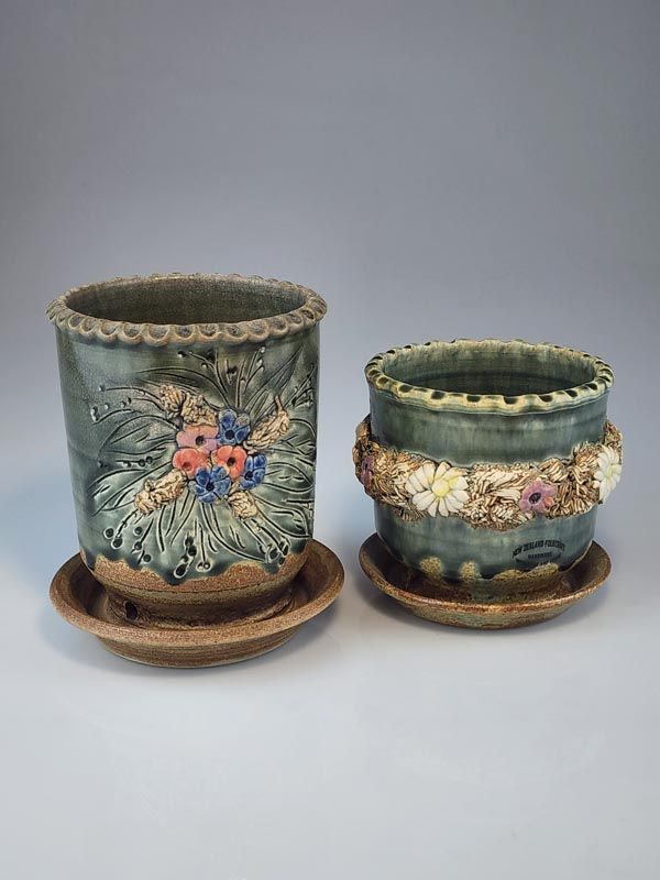 NZ Pottery: Dovedale pottery vase - butterfly