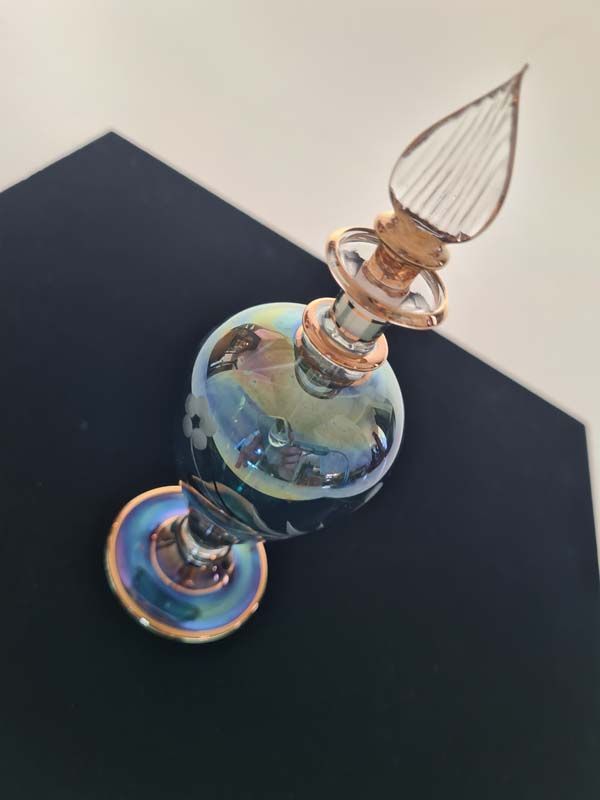 Glass: Iridescent Egyptian glass perfume bottle