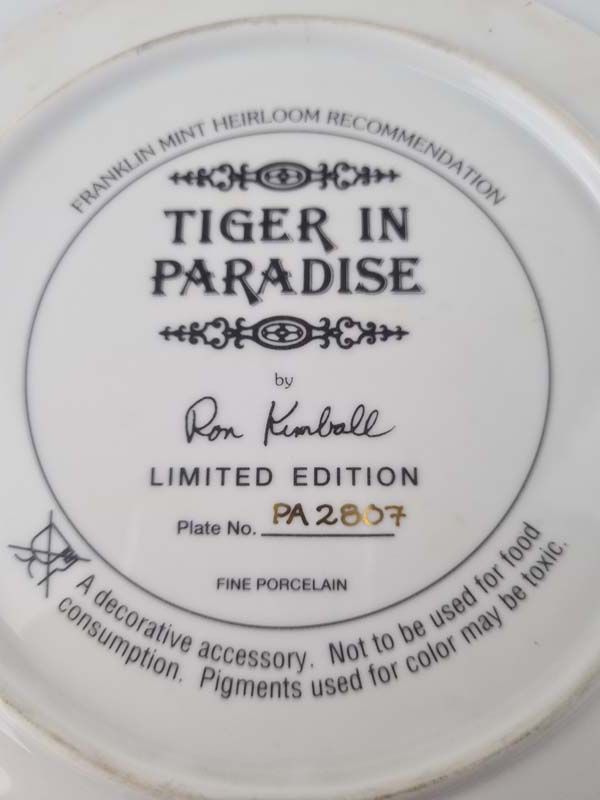 China & Ceramics: Franklin Mint Collectable Plate - Tiger In Paradise