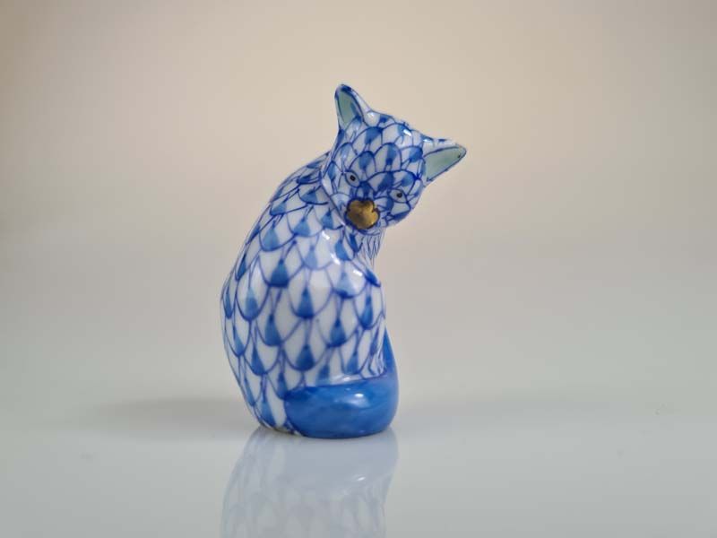 Herend Blue Cat Figurine