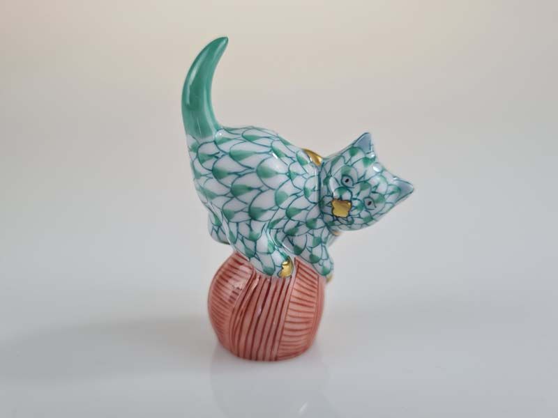 Herend Green Cat Figurine