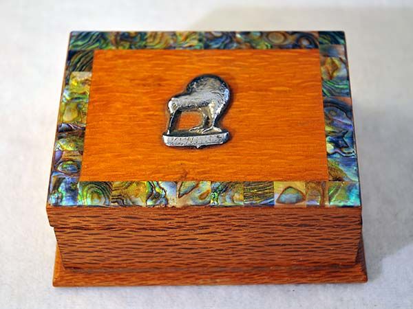 Wooden items: Kiwiana paua kiwi box