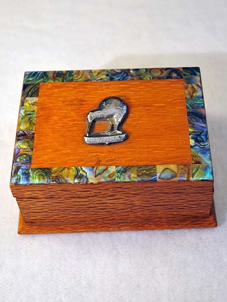 Wooden items: Kiwiana paua kiwi box