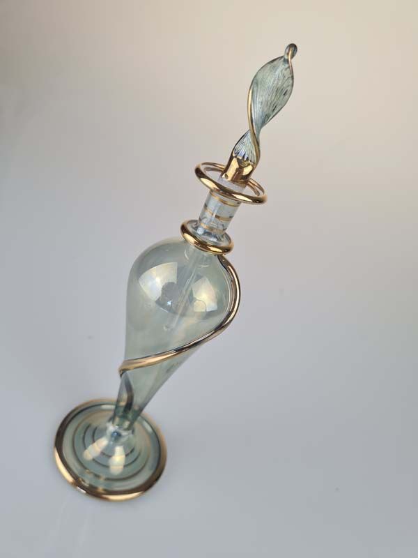 Glass: Iridescent Egyptian glass perfume bottle