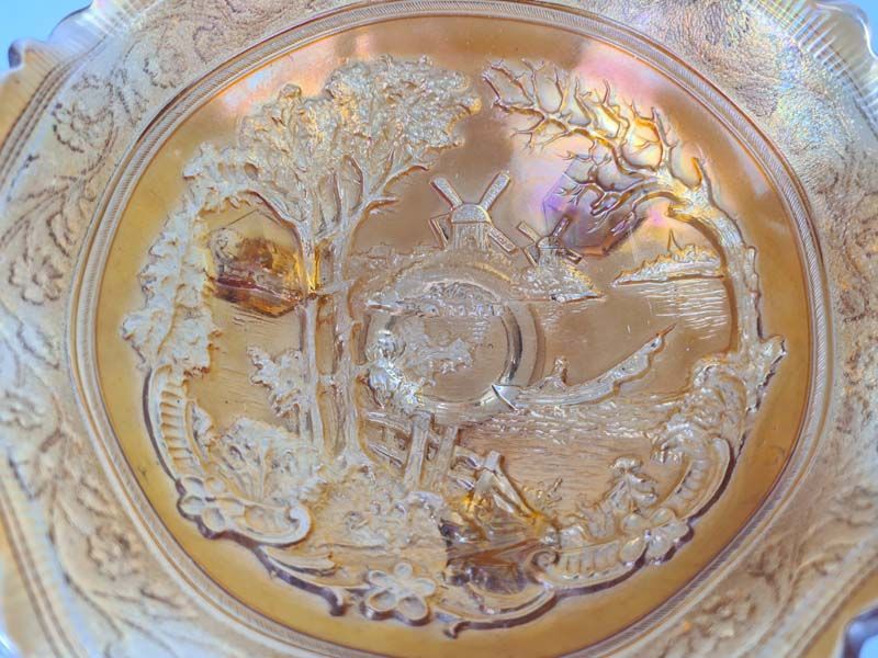 Carnival Glass: Imperial Carnival Glass Three Footed Bowl