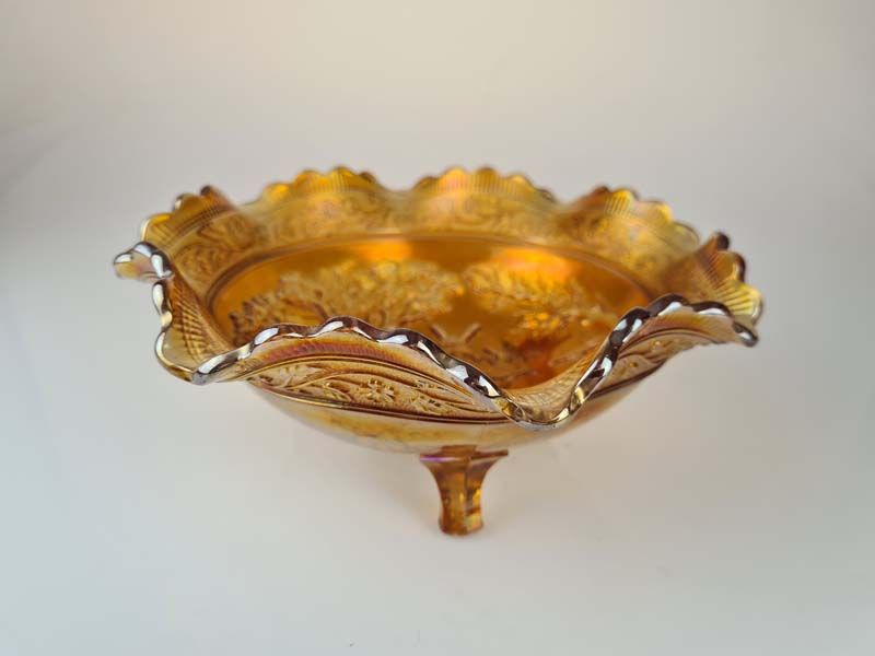 Carnival Glass: Imperial Carnival Glass Three Footed Bowl