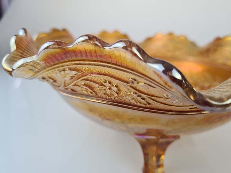 Carnival Glass: Imperial Carnival Glass Three Footed Bowl