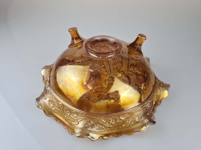 Carnival Glass: Imperial Carnival Glass Three Footed Bowl