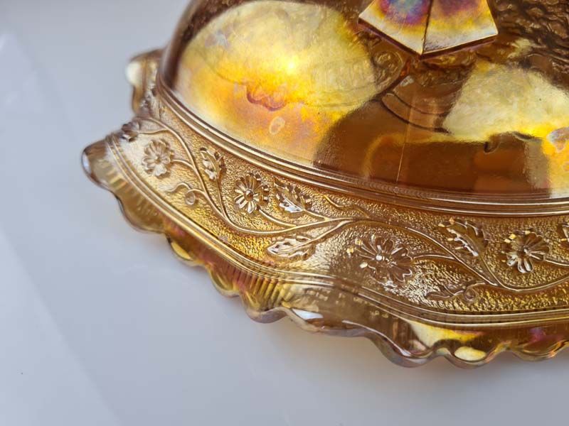 Carnival Glass: Imperial Carnival Glass Three Footed Bowl