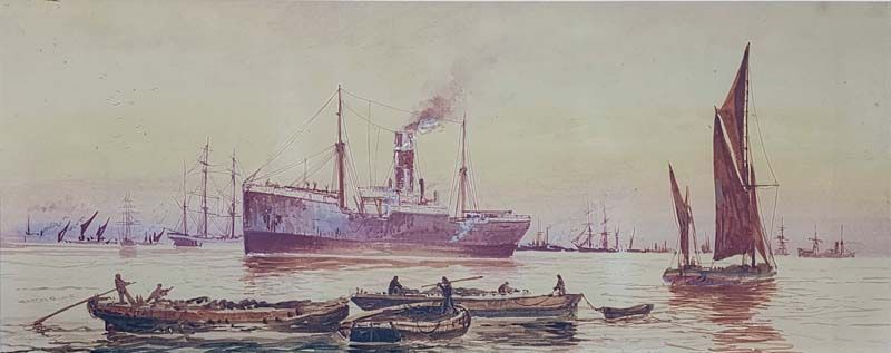 International Art: Herbert R Cole - Ships in harbour