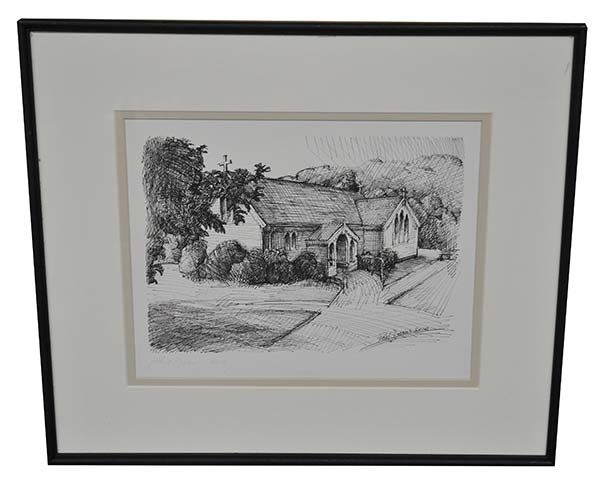 New Zealand Art: Paul Deans drawing - Church