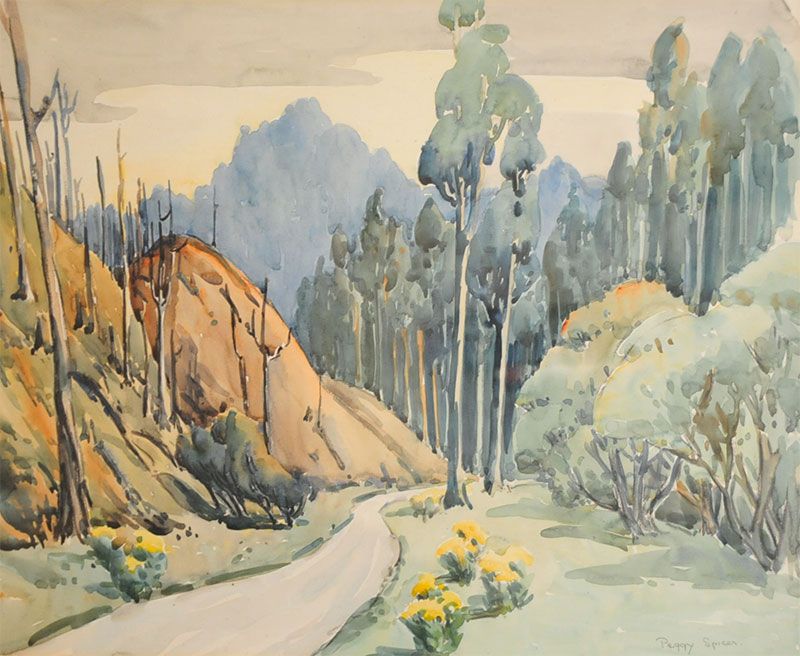 Landscape water colour, Peggy Spicer