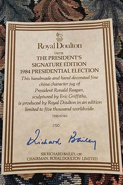 Character Jugs: Ronald Reagan D6718 - Royal Doulton Character Jug