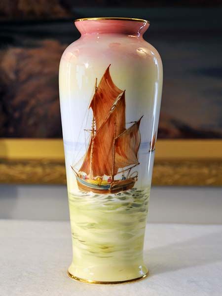Hand Painted Sail Boat vase