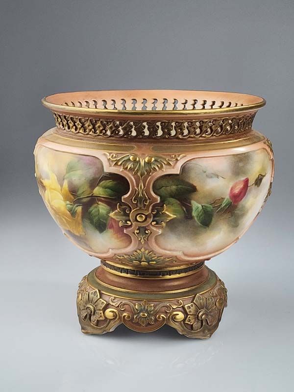 China & Ceramics: Hadleys Worcester Jardiniere - Roses