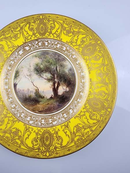 Royal Worcester: Royal Worcester Stinton Yellow Flute Player Plate