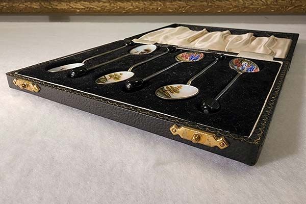 Silver & Gold: Sterling Silver Enamelled Coffee Spoons 