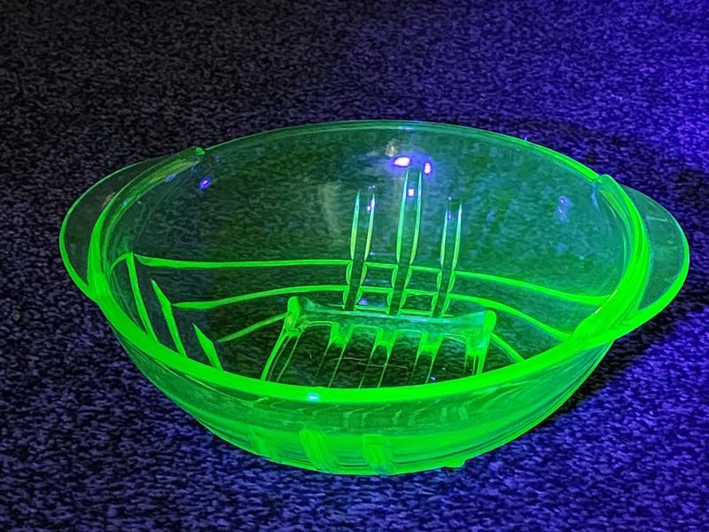 Green Uranium Glass Art Deco Bowl