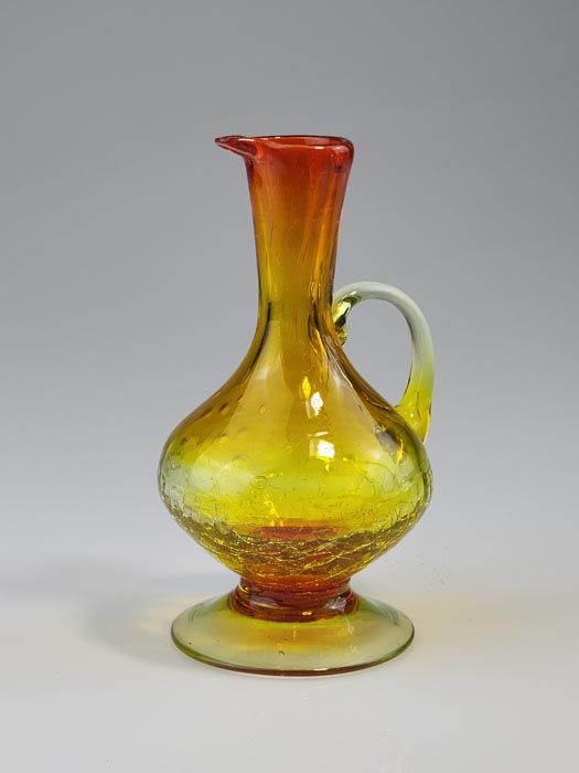 Glass: Kanawha Amberina Crackle Glass Ewer