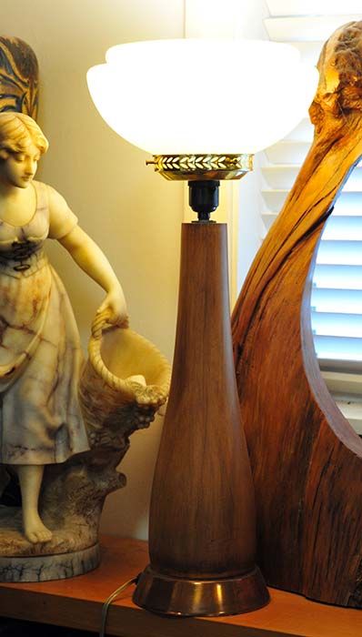 Vintage lamp - copper, brass &amp; wood.