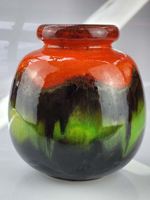 Red Green West Germany Pottery Vase