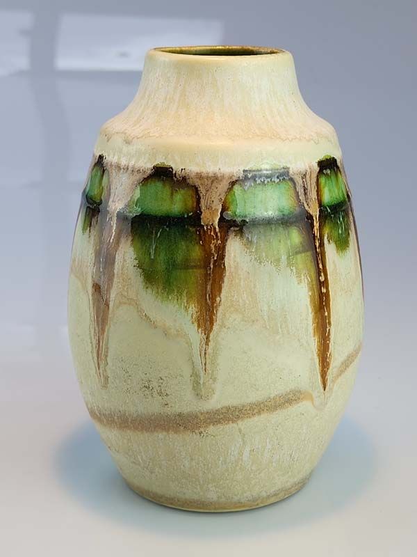 White Green West Germany Pottery Vase